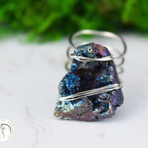 New custom made ring wire wrapped semi precious stones